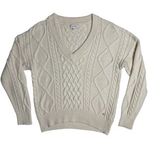 GUESS Women's Cream Cable Knit Sweater